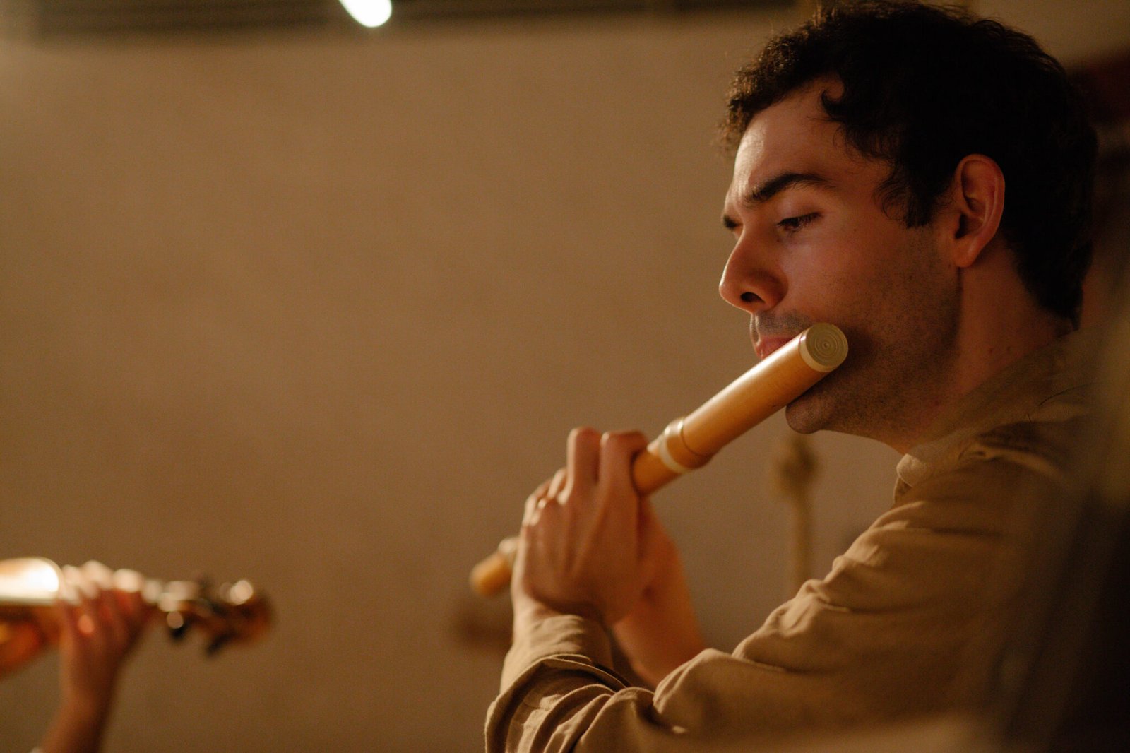 Gaspar at the flute, candlelit